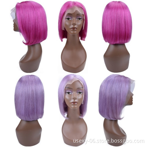Best Selling 2019 Raw Virgin Indian Cuticle Aligned Coloured Cheap Human Hair Lace Front  Bob Wig